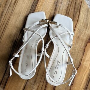 Judith Ivory Faux Leather Strap Heels